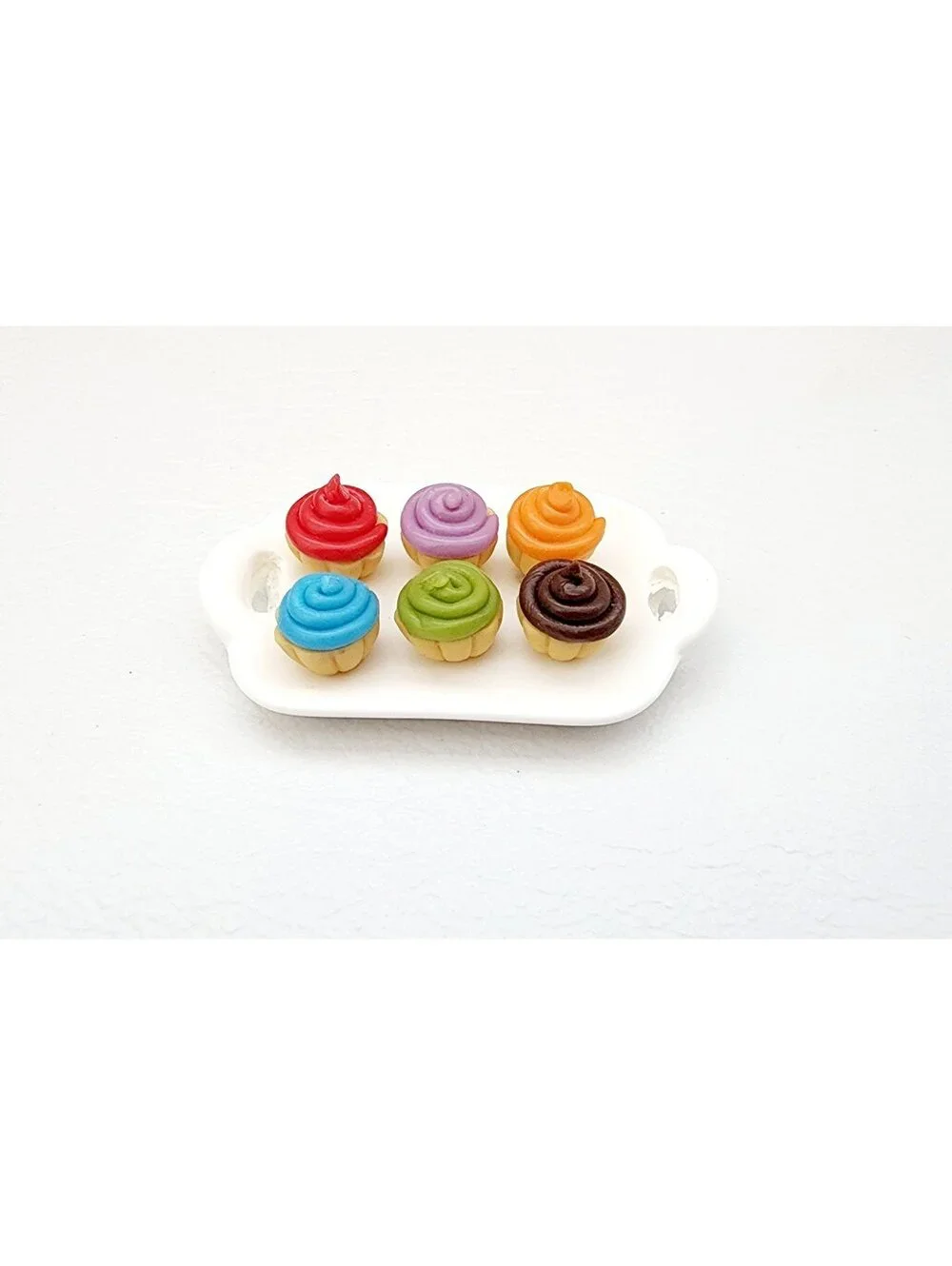 Miniature Dollhouse Assorted Solid Color Cupcakes #2 1:12